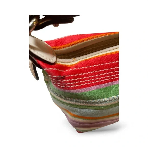Coach Hampton Y2K Multicolor Striped Mini Bag -with Strawberry Shortcake Charm 🍓 - Picture 12 of 14